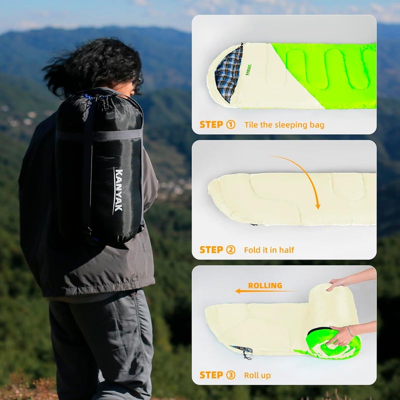 Kanyak Camping Sleeping Bag, 32℉ Sleeping Bags for Adults Kids Teens Cold Weather Warm Sleeping Bag Winter for 3-4 Season Camping, Camping Gear Equipment, Traveling, and Outdoors - Image 4